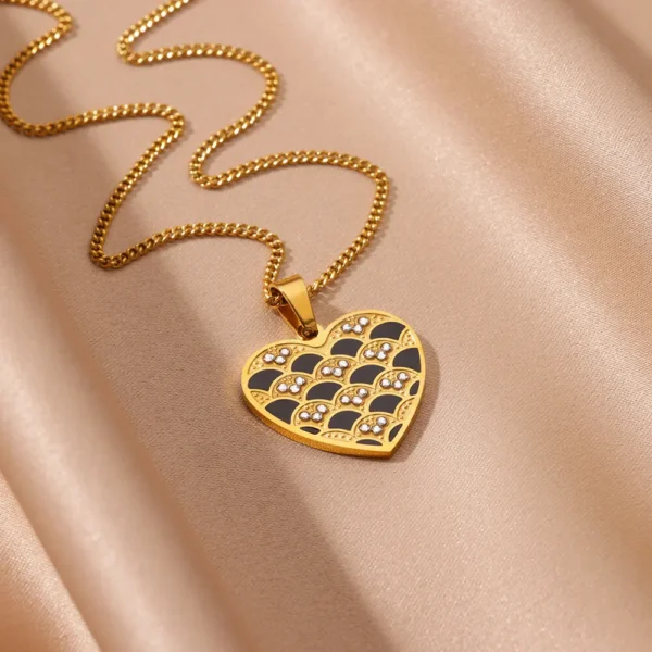 Collier pendentif cœur écaille saint valentin – Image 2