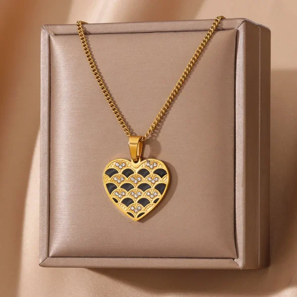 Collier pendentif cœur écaille saint valentin – Image 3