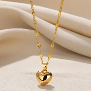 Collier coeur en acier inoxydable Saint-Valentin