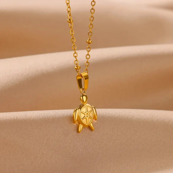 Collier pendentif tortue de mer en acier inoxydable