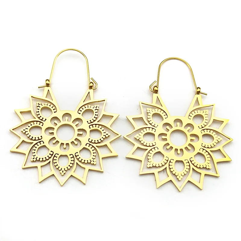 Boucles d'oreilles fleur de Lotus doré – Image 3