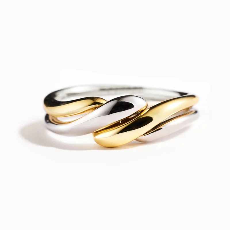 Bague Torsadée Bicolore Élégance Moderne Femme – Image 2