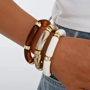 Ensemble de 3 Bracelets Joncs Bambou Élégance Bohème